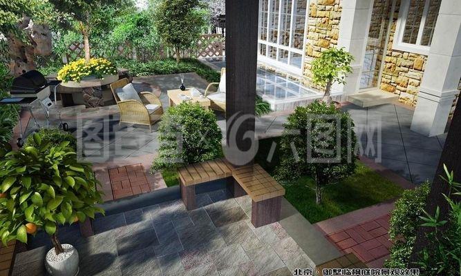 別墅庭院景觀效果圖片